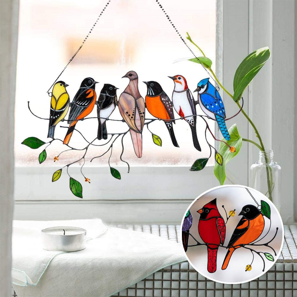 GlasswingedTweets™ - Vögel Buntglas-Fensterbehang